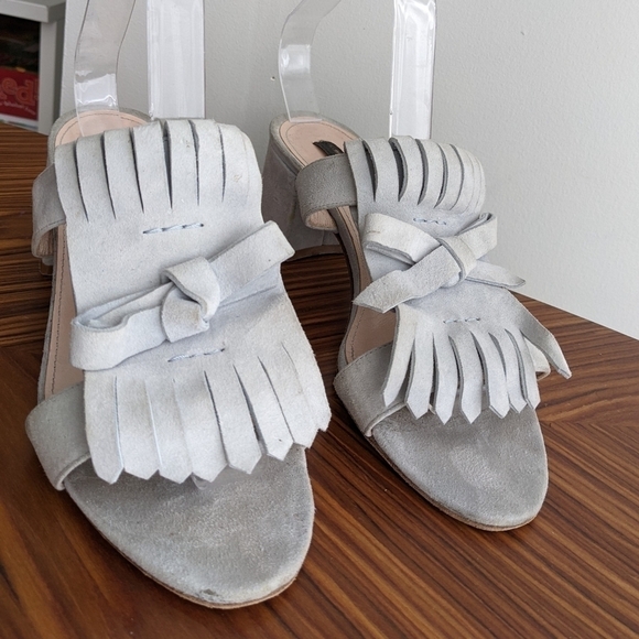 Alberto Zago suede Open Toe Casual tassel Slide grey size 39 9US s2 - Picture 4 of 12